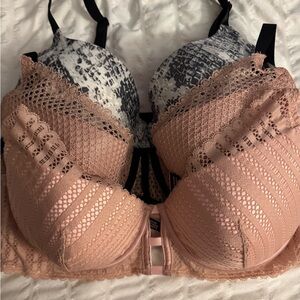 Lace Push-Up Bra Set - Pink and Black